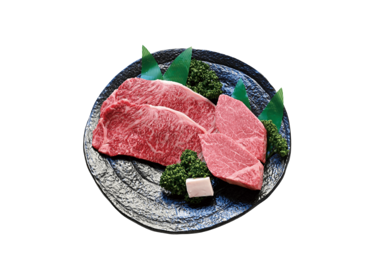 ❹ステーキ盛り合わせ(サーロイン180g×2枚・ヒレ130g×2枚)送料無料（冷蔵）化粧箱入 ¥22,680(税込)